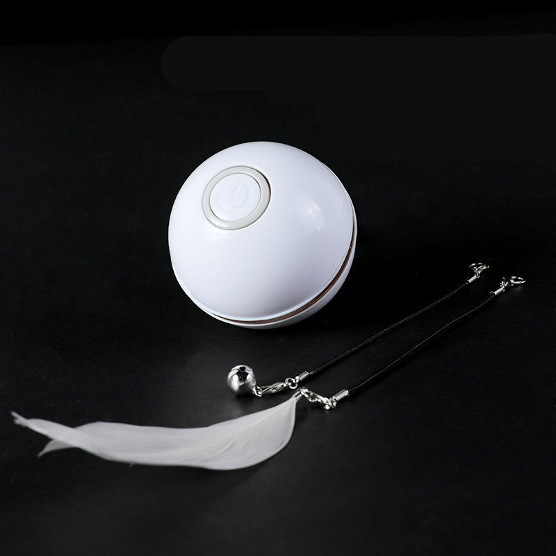 Rechargeable Automatic Cat Toy Ball with Replaceable Feather