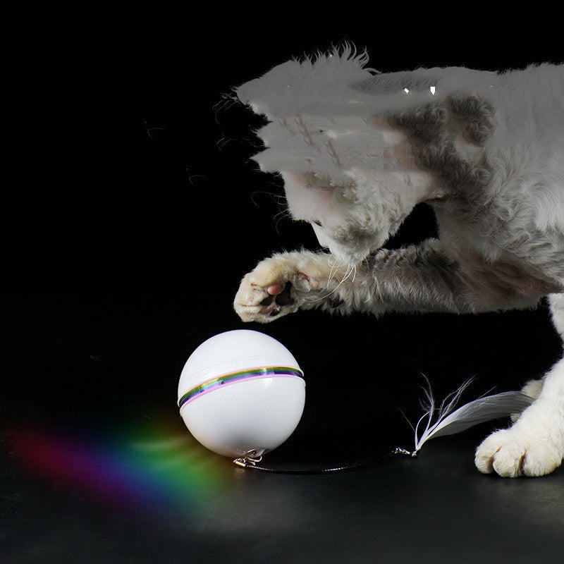 Rechargeable Automatic Cat Toy Ball with Replaceable Feather