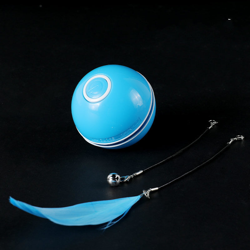 Rechargeable Automatic Cat Toy Ball with Replaceable Feather