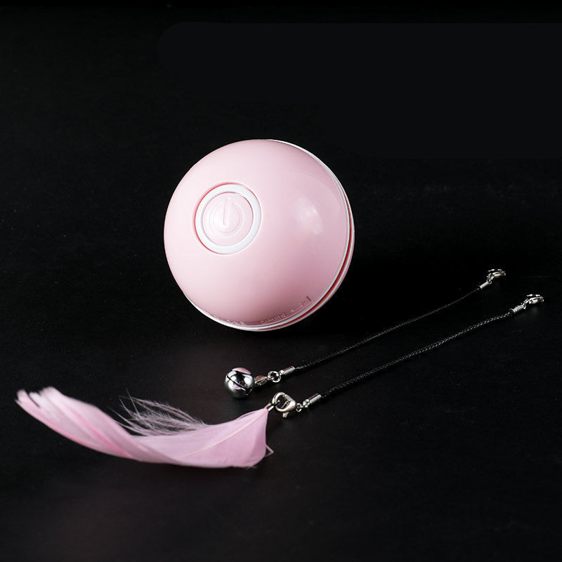 Rechargeable Automatic Cat Toy Ball with Replaceable Feather